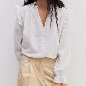 H&M | White Linen-blend Blouse